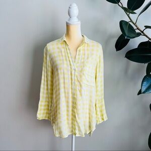 Bella Dahl Anthro Yellow Checkered Plaid Top